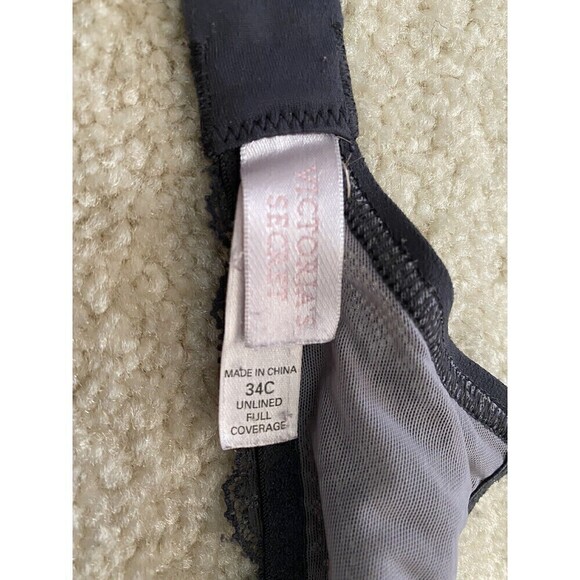 Victorias Secret Gray 34C Bra Unlined Full Coverage Lace Underwire Padded Sexy - Picture 8 of 11